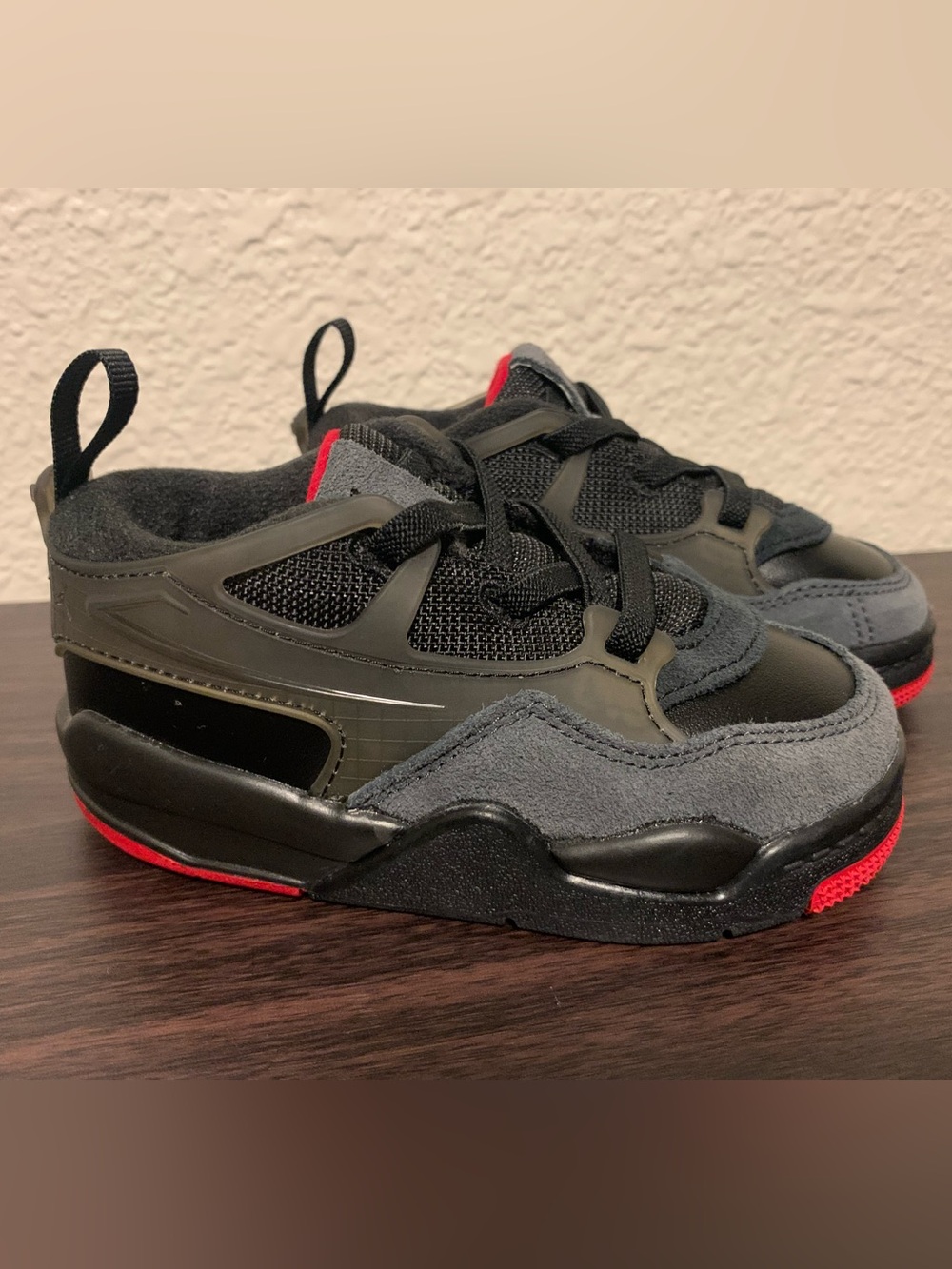 Jordan Kids Black, Gray and Red Low-Top Sneakers